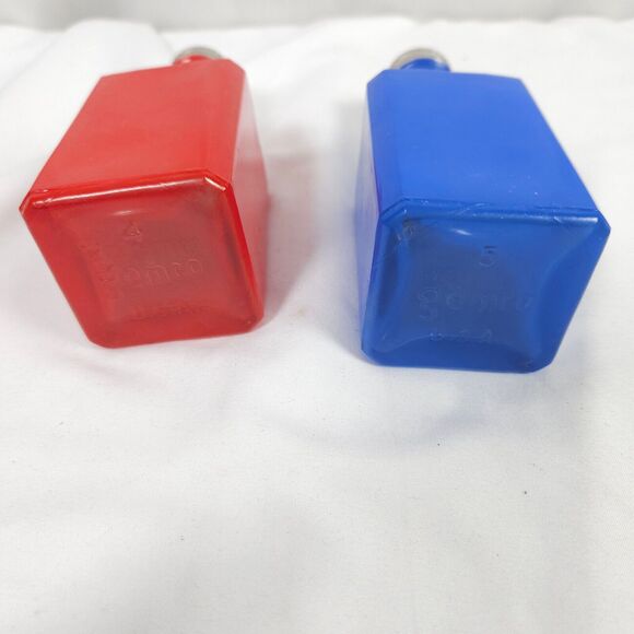 Vintage PANTRY POPS GEMCO RED & BLUE Cruet ART DECO Glass Oil Vinegar Jar Bottle - Picture 6 of 7
